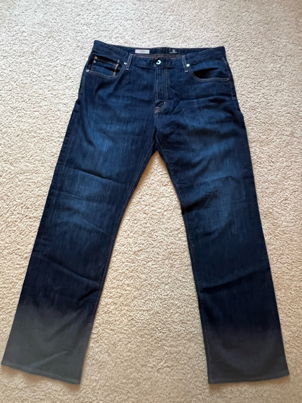 AG Adriano Goldschmied Men's Straight Jeans in Dark Blue